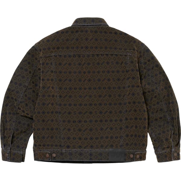 Supreme Flocked Denim Trucker Jacket - Black (front)