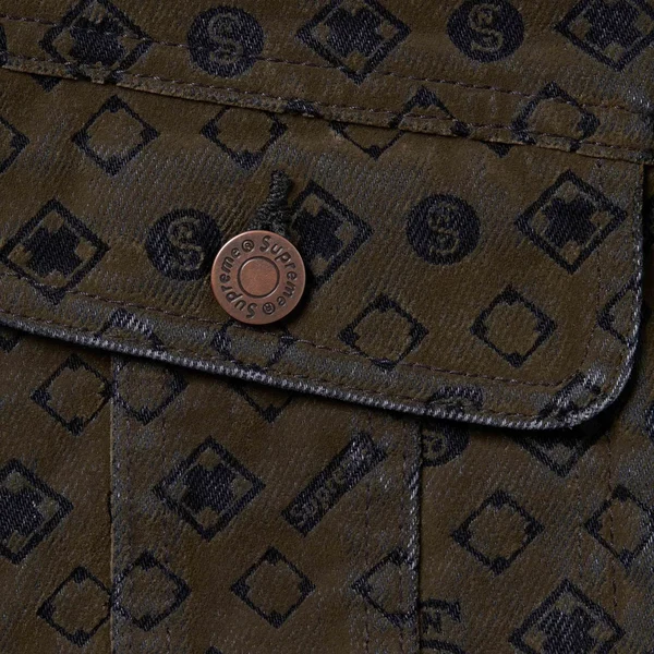 Supreme Flocked Denim Trucker Jacket - Black (front)