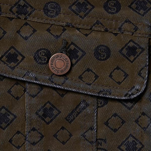 Supreme Flocked Denim Trucker Jacket - Black (front)