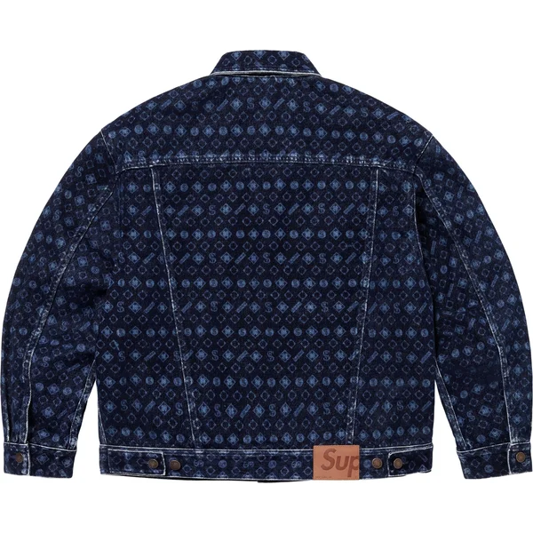 Supreme Flocked Denim Trucker Jacket - Blue (front)