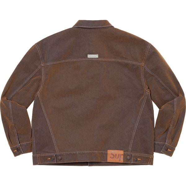 Supreme Flocked Denim Trucker Jacket - Gold (front)