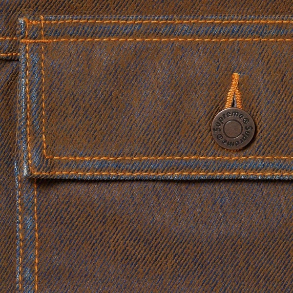 Supreme Flocked Denim Trucker Jacket - Gold (front)