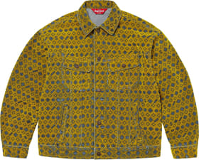 Supreme Flocked Denim Trucker Jacket Mustard