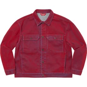 Supreme Flocked Denim Trucker Jacket Red