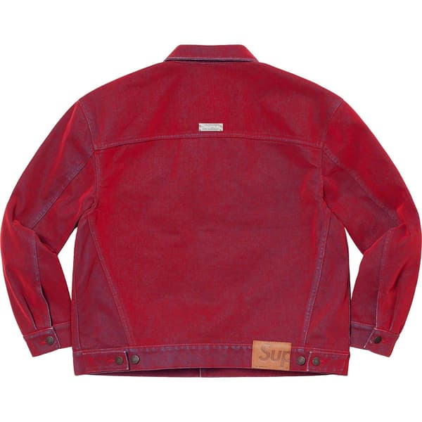 Supreme Flocked Denim Trucker Jacket - Red (front)