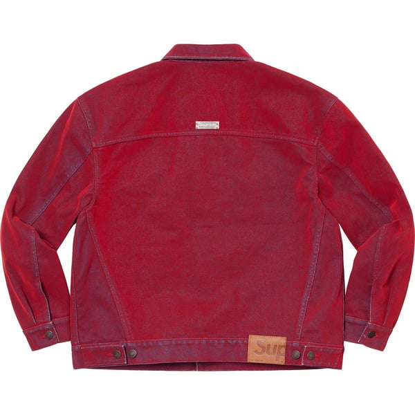 Supreme Flocked Denim Trucker Jacket - Red (front)