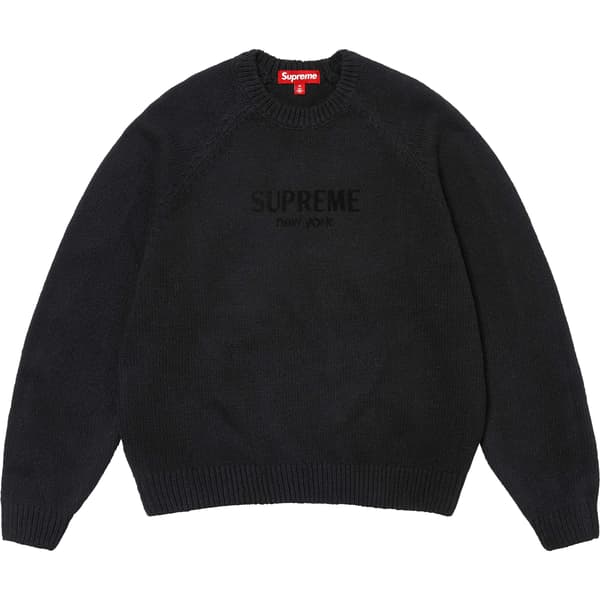 Supreme Flocked Logo Sweater - Black (front)