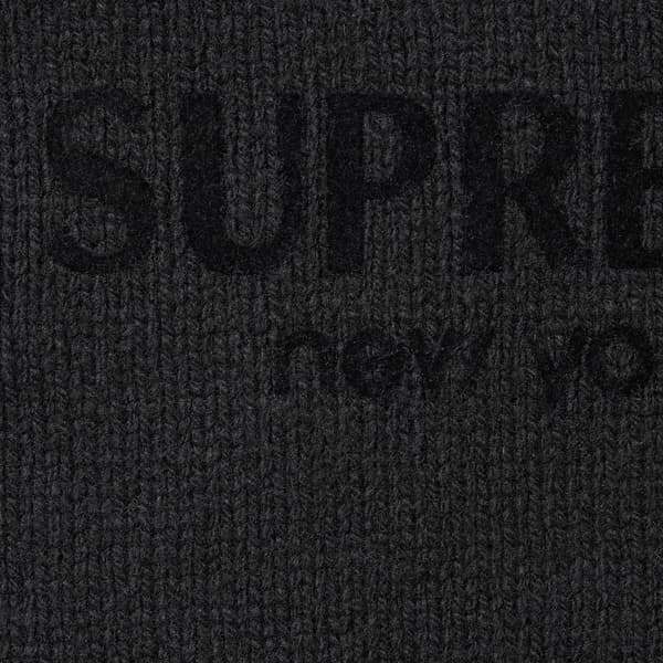 Supreme Flocked Logo Sweater - Black (front)