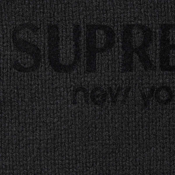 Supreme Flocked Logo Sweater - Black (front)