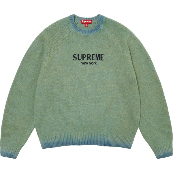 Supreme Flocked Logo Sweater - Green (front)