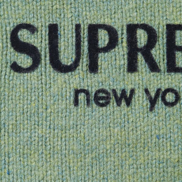 Supreme Flocked Logo Sweater - Green (front)