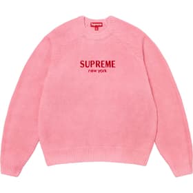 Supreme Flocked Logo Sweater Pink