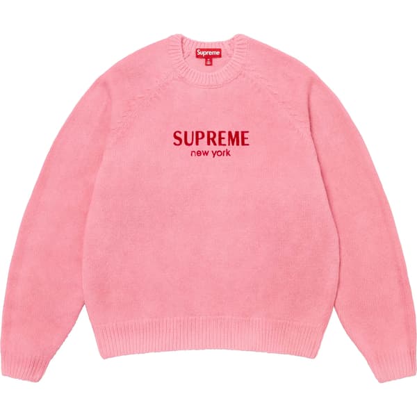 Supreme Flocked Logo Sweater - Pink (front)