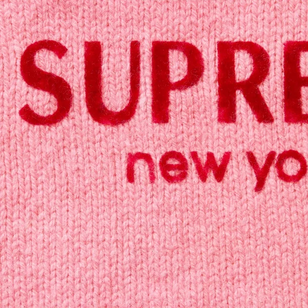 Supreme Flocked Logo Sweater - Pink (front)