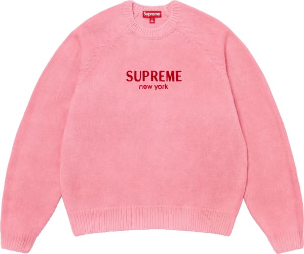 Supreme Flocked Logo Sweater - Red (front)