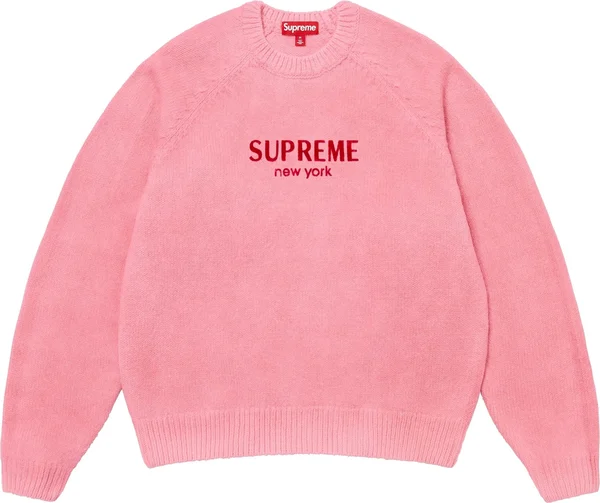 Supreme Flocked Logo Sweater - Red (front)