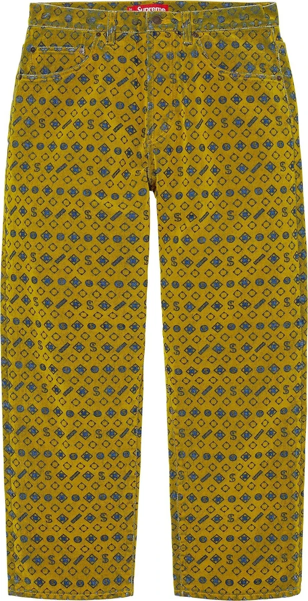 Supreme Flocked Loose Fit Jean - Mustard (front)