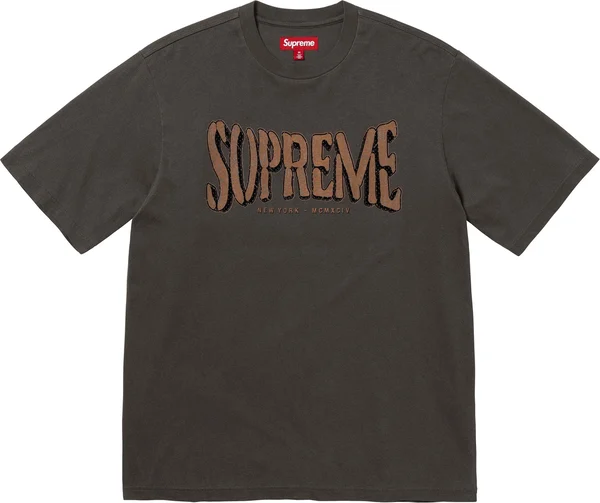 Supreme Flocked Washed S/S Top - Black (front)