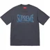 Supreme Flocked Washed S/S Top - Dusty Navy (front)