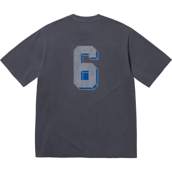 Supreme Flocked Washed S/S Top - Dusty Navy (front)