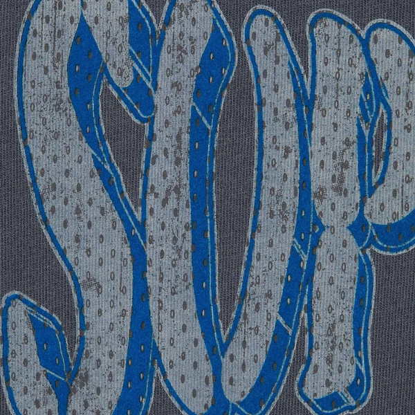 Supreme Flocked Washed S/S Top - Dusty Navy (front)