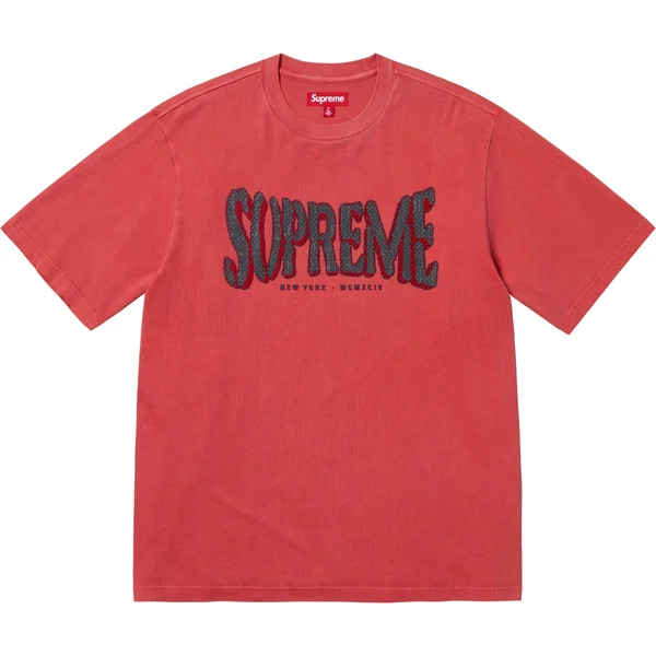 Supreme Flocked Washed S/S Top - Red (front)
