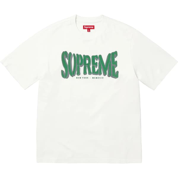Supreme Flocked Washed S/S Top - White (front)