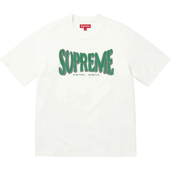 Supreme Flocked Washed S/S Top - White (front)