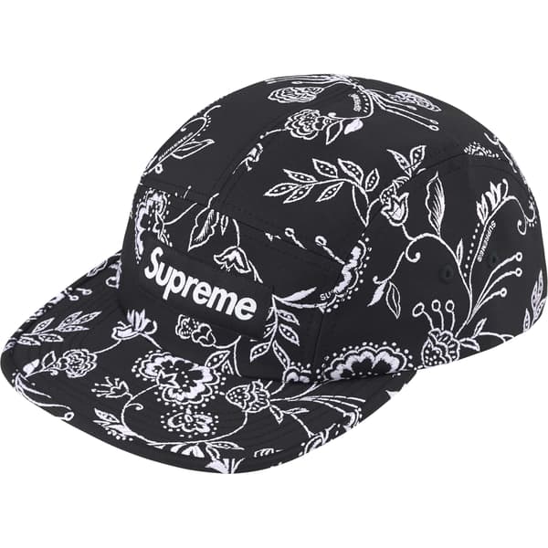 Supreme Floral Jacquard Camp Cap - Black (front)