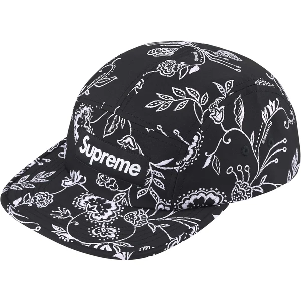 Supreme Floral Jacquard Camp Cap - Black (front)