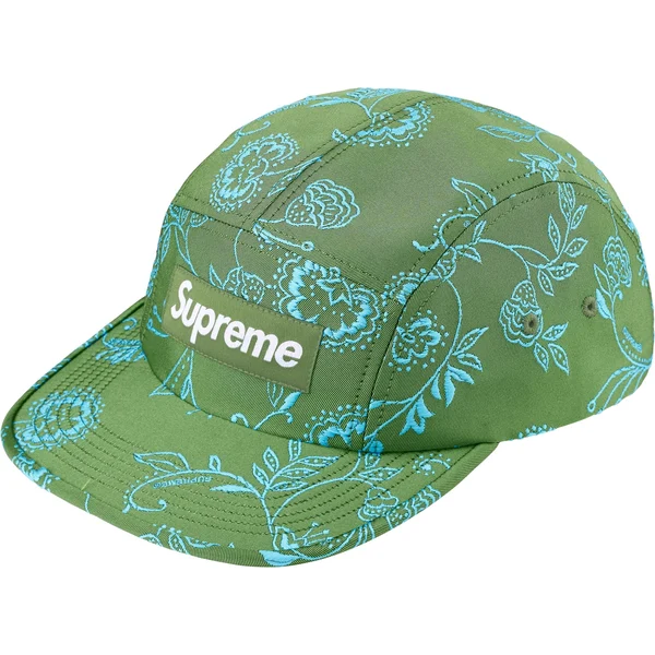 Supreme Floral Jacquard Camp Cap - Green (front)