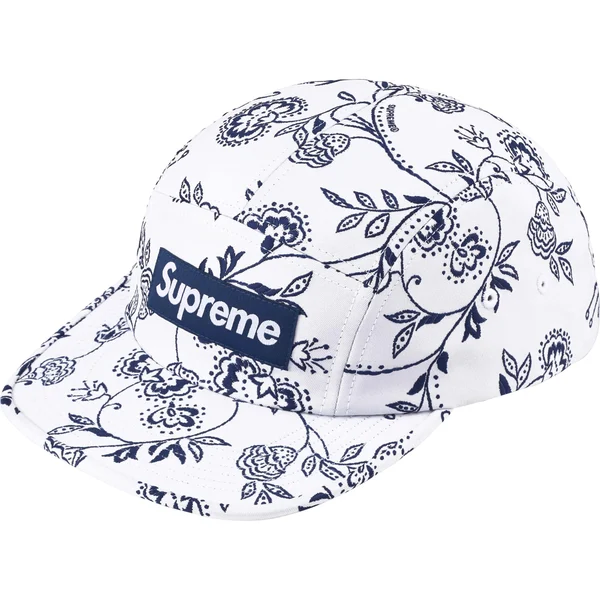 Supreme Floral Jacquard Camp Cap - White (front)