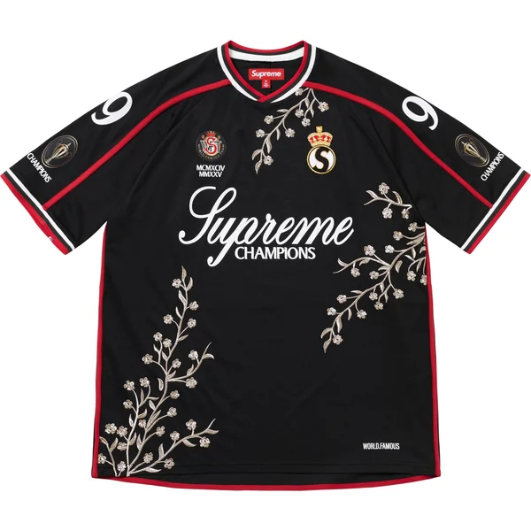 Supreme Floral Soccer Jersey - Black (front)