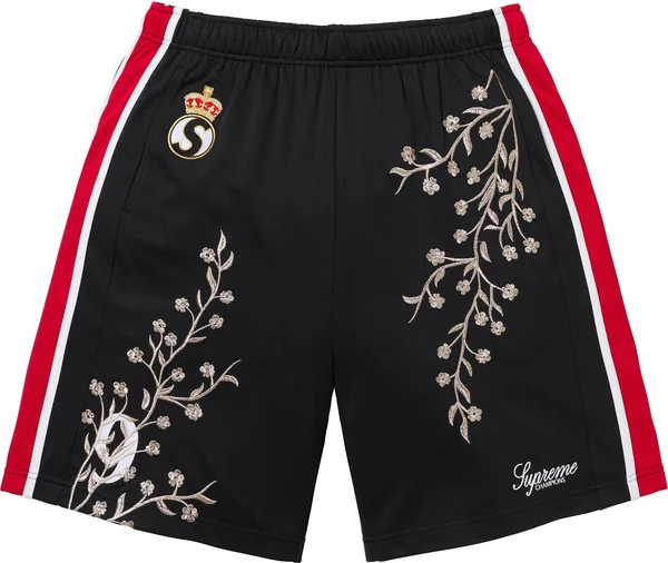 Supreme Floral Soccer Short - Black (front)