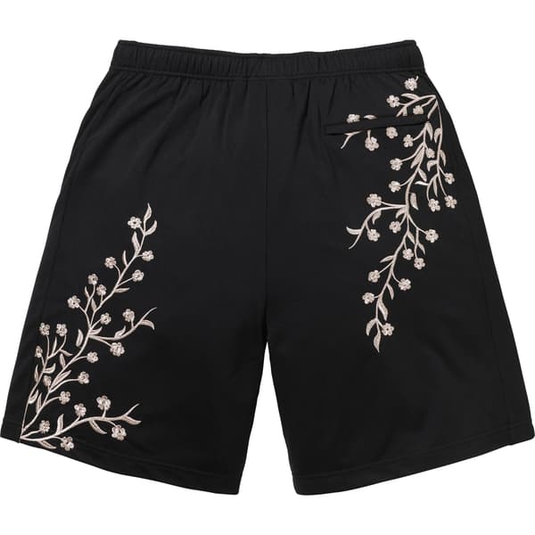 Supreme Floral Soccer Short - Black (front)