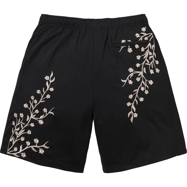 Supreme Floral Soccer Short - Black (front)