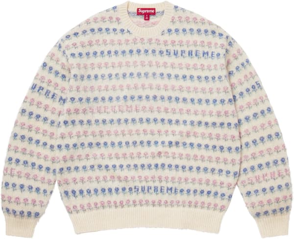 Supreme Flowers Metallic Sweater - Ivory (front)