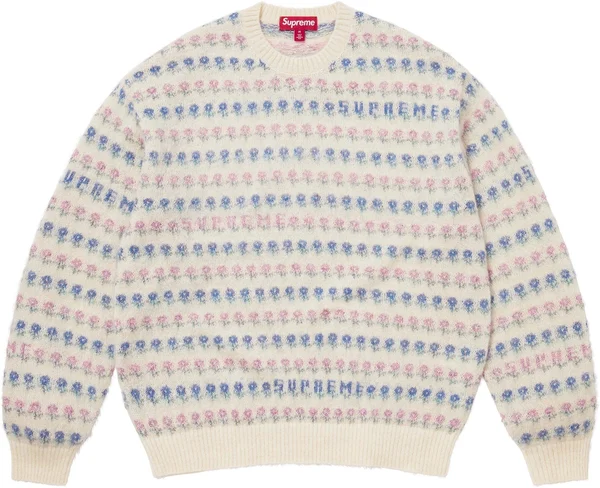 Supreme Flowers Metallic Sweater - Ivory (front)