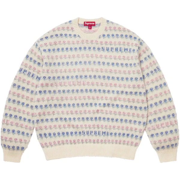 Supreme Flowers Metallic Sweater - Ivory (front)