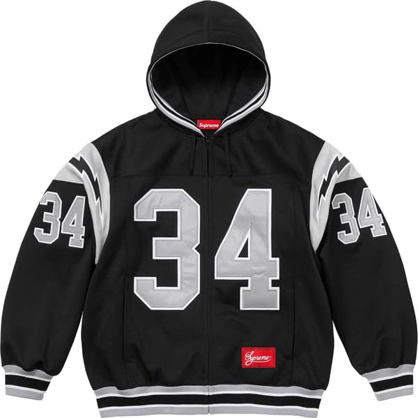 Supreme Football Zip Up Hooded Sweatshirt - Black (front)