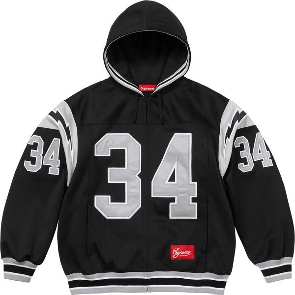 Supreme Football Zip Up Hooded Sweatshirt - Black (front)