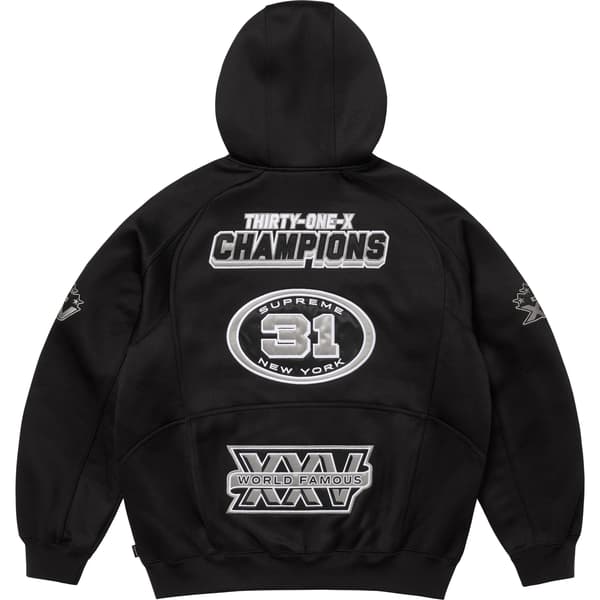 Supreme Football Zip Up Hooded Sweatshirt - Black (front)