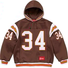 Supreme Football Zip Up Hooded Sweatshirt Brown