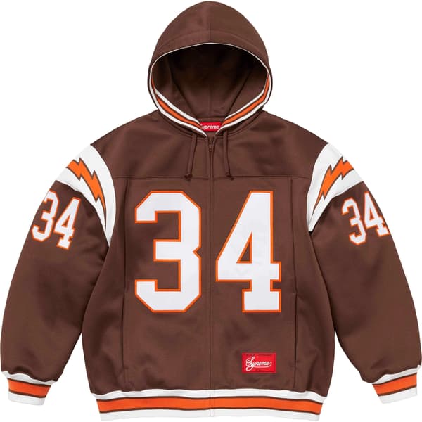 Supreme Football Zip Up Hooded Sweatshirt - Brown (front)