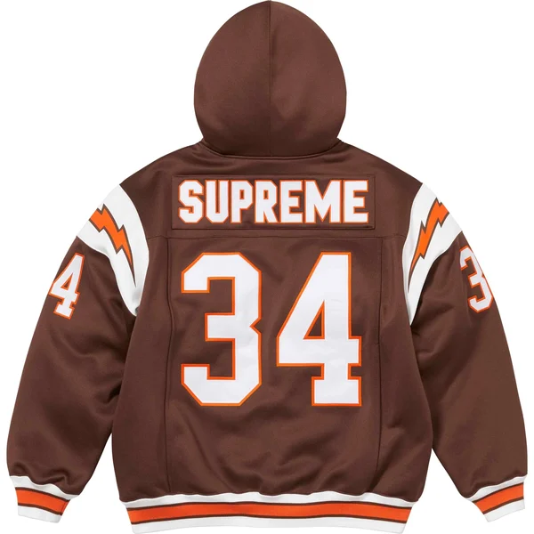 Supreme Football Zip Up Hooded Sweatshirt - Brown (front)