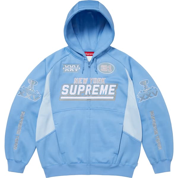 Supreme Football Zip Up Hooded Sweatshirt - Light Blue (front)