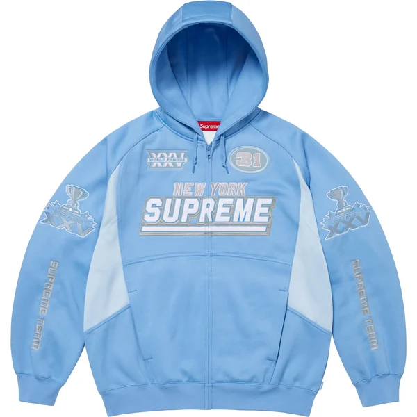 Supreme Football Zip Up Hooded Sweatshirt - Light Blue (front)
