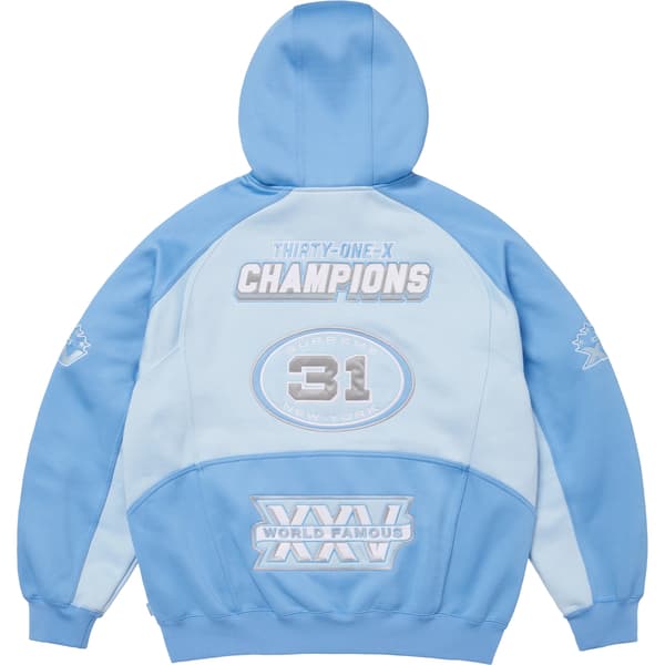 Supreme Football Zip Up Hooded Sweatshirt - Light Blue (front)