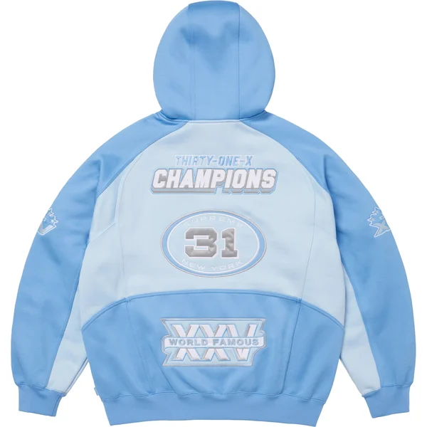 Supreme Football Zip Up Hooded Sweatshirt - Light Blue (front)