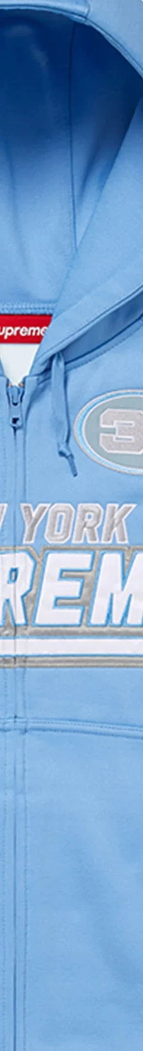 Supreme Football Zip Up Hooded Sweatshirt - Light Blue (front)